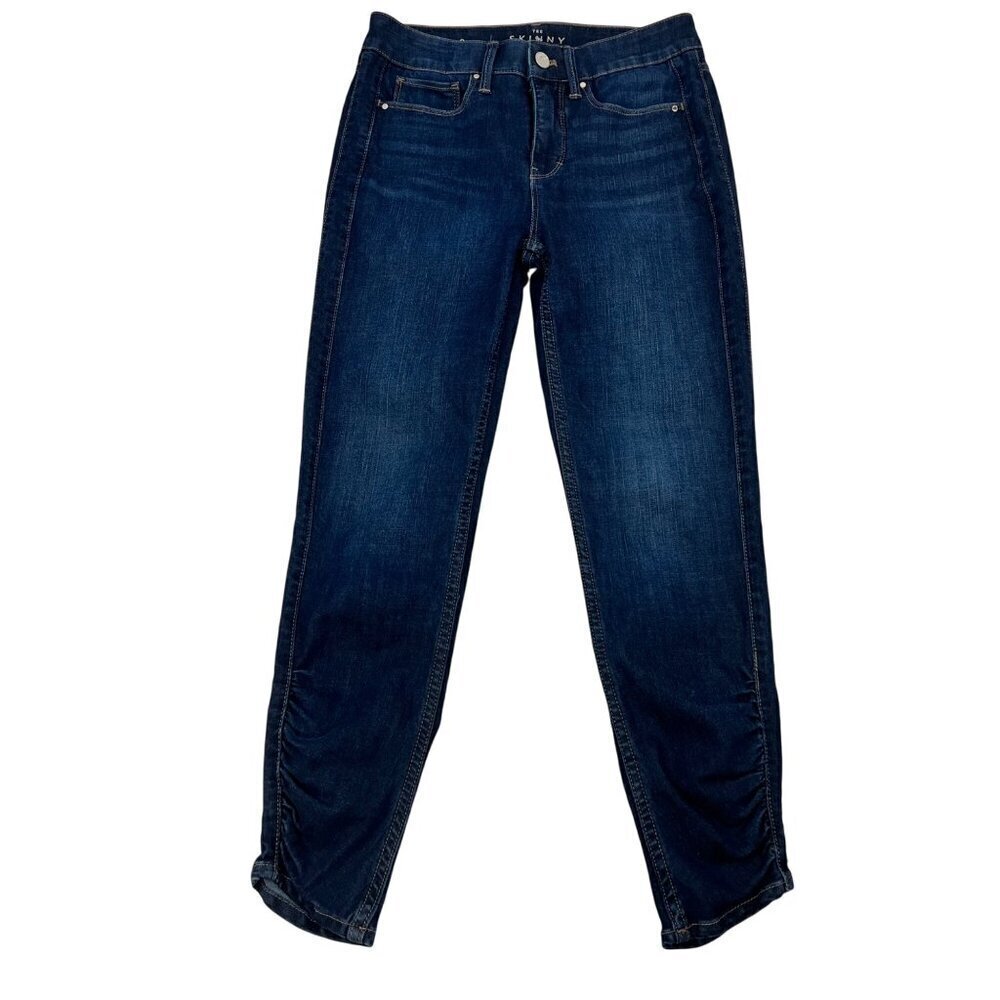 WHBM Women’s Skinny Crop Jeans Ruched Ankle Mid Rise Size 0